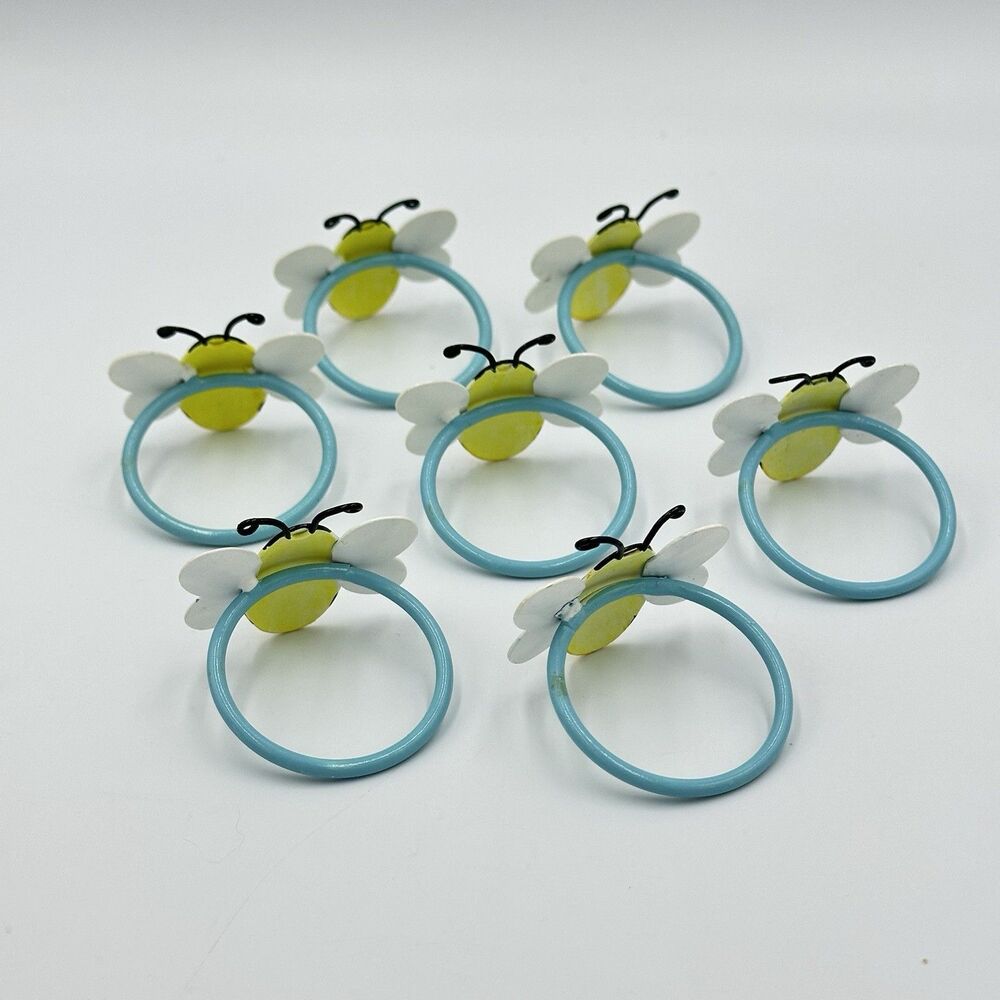 Set of 7 Metal Honeybee Napkin Rings Perfect For Summer! - Picture 3 of 6